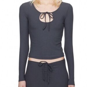 NWOT SKIMS | Soft Lounge Tie Front Long Sleeve Shirt | Size Small